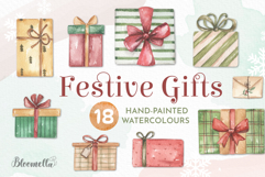 Watercolour Presents Gifts Festive Clipart Asset Bows Pretty Product Image 1