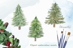Watercolour Tree Clipart Festive Assets Christmas Product Image 2