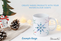 Watercolour Snowflakes Hand-Painted Clipart Blue Festive Product Image 4