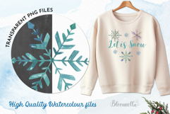 Watercolour Snowflakes Hand-Painted Clipart Blue Festive Product Image 5