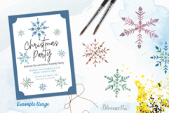 Watercolour Snowflakes Hand-Painted Clipart Blue Festive Product Image 6