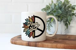Hippie Soul SVG | Sunflower and Peace Sign Retro Cut File Product Image 2