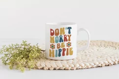 Don't Worry Be Hippie SVG | Positive Retro Quote Cut File Product Image 2