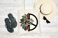 Hippie Soul SVG | Sunflower and Peace Sign Retro Cut File Product Image 3