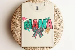 Christmas Mama PNG | Pink and Teal Mama | Christmas PNG Product Image 5