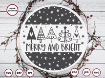 Merry and Bright SVG | Christmas Trees Christmas Sign Cut Fi Product Image 2