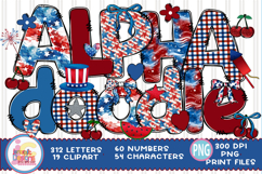 4th of July Alphabet PNG Bundle, Patriotic Doodle Letters Product Image 1