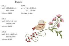 Little bird embroidery design - nature embroidery pattern Product Image 2