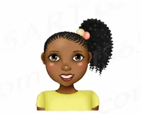 Little Black Girls With Side Puffs African Clipart PNG Product Image 2