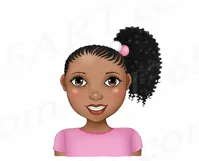 Little Black Girls With Side Puffs African Clipart PNG Product Image 3
