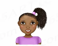 Little Black Girls With Side Puffs African Clipart PNG Product Image 4