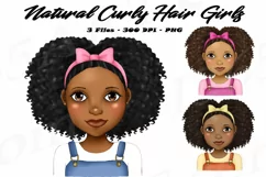 Little Black Girls With Afro Curly Hair African Clipart PNG Product Image 1