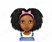 Little Black Girls With Afro Curly Hair African Clipart PNG Product Image 2