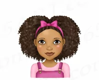 Little Black Girls With Afro Curly Hair African Clipart PNG Product Image 3