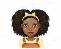 Little Black Girls With Afro Curly Hair African Clipart PNG Product Image 4