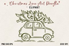 Vintage Hand-Drawn Christmas Illustration| Line Art Clipart Product Image 1