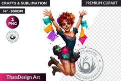 Cute La Catrina Day of the Dead,Sugar Skull Clipart, mexican Product Image 1