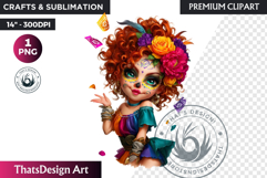 Cute La Catrina Day of the Dead,Sugar Skull Clipart, mexican Product Image 1
