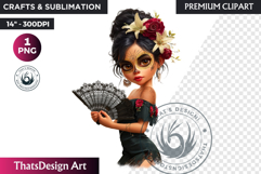 Cute La Catrina Day of the Dead,Sugar Skull Clipart, mexican Product Image 1