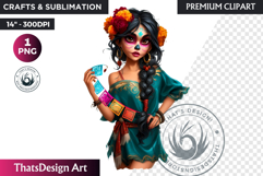 Cute La Catrina Day of the Dead,Sugar Skull Clipart, mexican Product Image 1