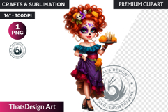 Cute La Catrina Day of the Dead,Sugar Skull Clipart, mexican Product Image 1