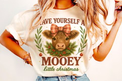Have Yourself A Mooey Little Christmas Cow PNG, Holiday PNG Product Image 2