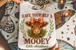 Have Yourself A Mooey Little Christmas Cow PNG, Holiday PNG Product Image 4
