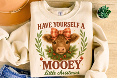 Have Yourself A Mooey Little Christmas Cow PNG, Holiday PNG Product Image 1