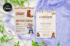 Printable Little Cowboy Baby Shower Invitation Template Product Image 8
