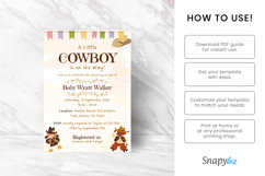 Printable Little Cowboy Baby Shower Invitation Template Product Image 7
