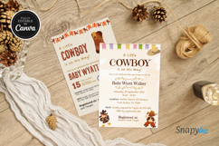 Printable Little Cowboy Baby Shower Invitation Template Product Image 5