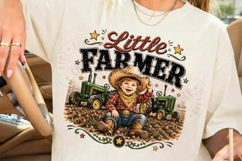 Little Farmer PNG, Farm Boy Tractor Shirt Design, Country Ki Product Image 6