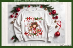 Whimsical Christmas Little Girl, Sublimation Png Design Product Image 3