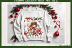 Whimsical Christmas Little Girl, Sublimation Png Design Product Image 3