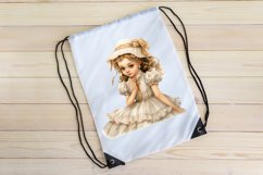 Victorian Little Girl Watercolor Sublimation clipart Product Image 4