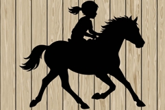 Little girl on horse silhouette SVG Product Image 1