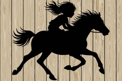 Little girl on horse silhouette SVG Product Image 1