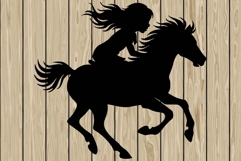 Little girl on horse silhouette SVG Product Image 1