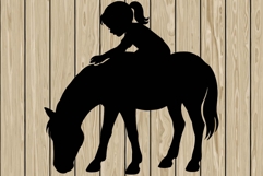 Little girl on horse silhouette SVG Product Image 1