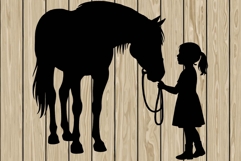 Little girl on horse silhouette SVG Product Image 1