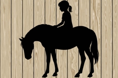 Little girl on horse silhouette SVG Product Image 1