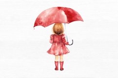 Little Girl with Umbrella Watercolor Sublimation Clipart Product Image 2