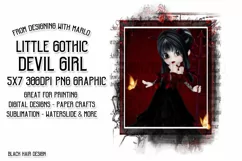 Little Gothic Devil Girl PNG Graphic Black Hair Design Product Image 1