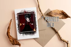 Little Gothic Devil Girl PNG Graphic Black Hair Design Product Image 9