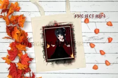 Little Gothic Devil Girl PNG Graphic Black Hair Design Product Image 10