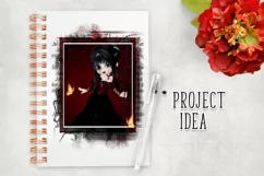 Little Gothic Devil Girl PNG Graphic Black Hair Design Product Image 8