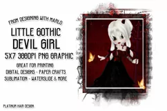 Little Gothic Devil Girl PNG Graphic Platinum Hair Design Product Image 1