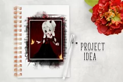 Little Gothic Devil Girl PNG Graphic Platinum Hair Design Product Image 6