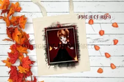 Little Gothic Devil Girl PNG Graphic Red Hair Design Product Image 8
