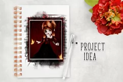 Little Gothic Devil Girl PNG Graphic Red Hair Design Product Image 4